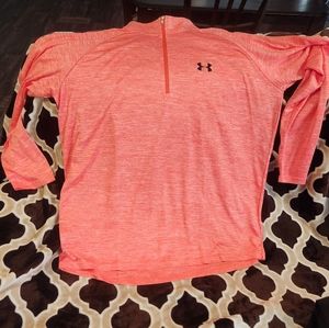 Men's Under Armour Loose Fit XXL 2XL Half Zip Orange/Coral Heatgear